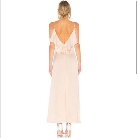 REVOLVE, LPA V Neck Ruffle Gown in Champagne - Picture 3 of 16